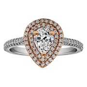 Pear Shape Halo Diamond Vintage Engagement Ring - RM1394PSTT/G7